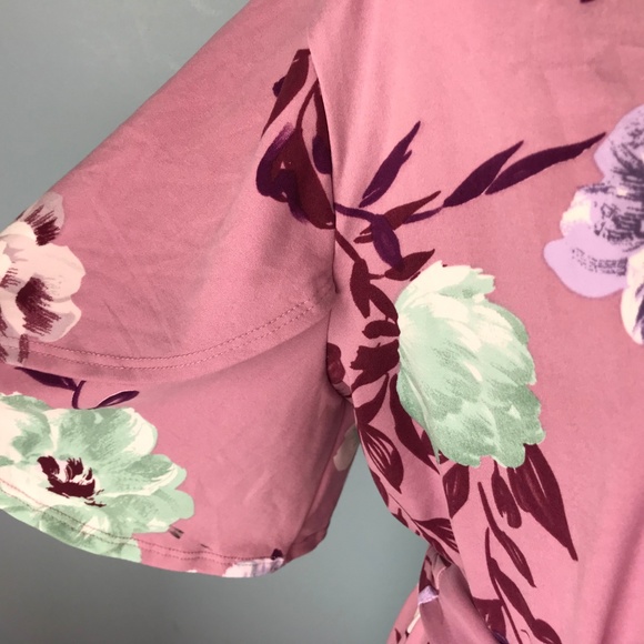 Reborn J Womens 1X NWT Pink Floral Maxi Dress - Picture 3 of 5